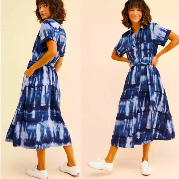 Anthropologie Dresses & Skirts - Anthropologie Maeve Tereza Midi Tie Dye Shirt Dress S